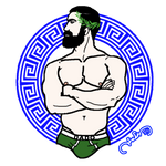 Greek design royal blue muscle Athens god laurels Olympus Men of Dado