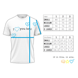 Love you Bro T-shirt size chart
