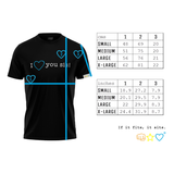Love you sis T-shirt size chart centimetres inches