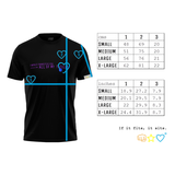 T-cells T-shirt size chart centimetres inches