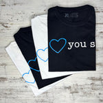 T-shirt arch White black Love you Sis A Brotherhood of Universal Love blue heart