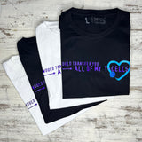 T-cells T-shirt arch pile T4 cells immune system black version A Brotherhood of Universal Love blue heart