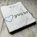 T-shirt pile White Love you Bro A Brotherhood of Universal Love blue heart