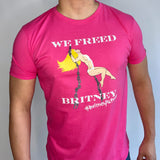We Freed Britney Spears T-shirt model front pink Free Britney Men of Dado Free Freedom Conservatorship