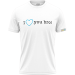 T-shirt White Love you Bro A Brotherhood of Universal Love blue heart